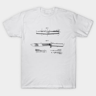 Folding Knife Vintage Patent Hand Drawing T-Shirt